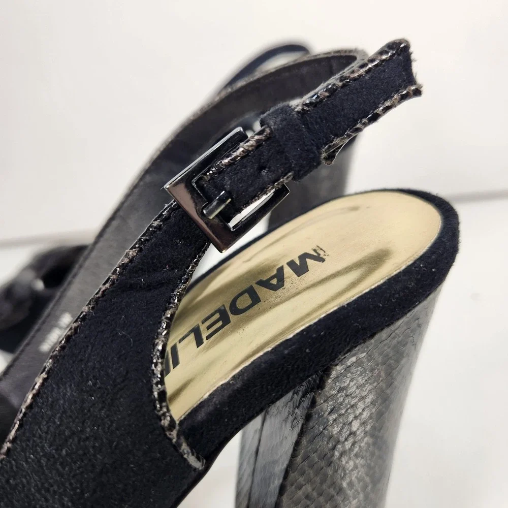 Madeline Girl Womens Heels Size 10M Black / Snakeskin Block Heel